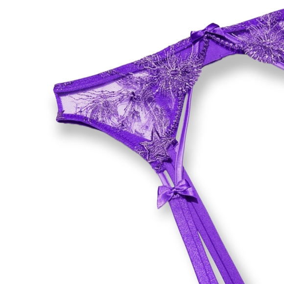 VICTORIA'S SECRET VERY SEXY STARSTRUCK GARTER BELT, BRIGHT VIOLET M/L - Picture 2 of 11